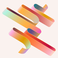 3D colorful curved ribbon. Abstract bright geometric background. - obrazy, fototapety, plakaty
