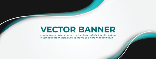 Blue and Black Vector Banner with Waves Template Design