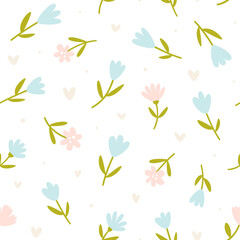 Fototapeta na wymiar Stylized flower pattern. Seamless vector simple floral print for textile and fabric.