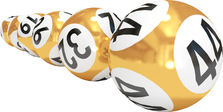 Illustration of gold and white lottery balls with numbers