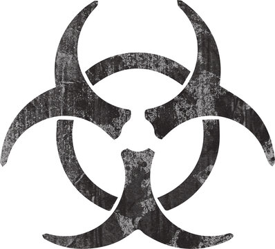 Illustration of distressed black biohazard symbol