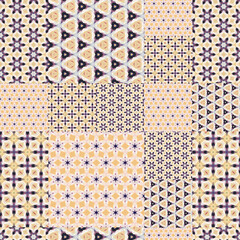 Abstract seamless pattern in beige and violet colors. 