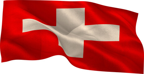 Image of red flag with white cross of switzerland waving