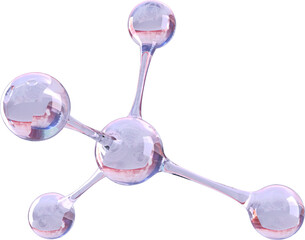 Illustration of purple and pink glass molecule chemistry model