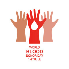 World Blood Donor Day, July 14, medical assistance. Vector illustration