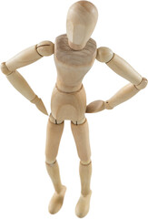 Image of close up of wooden man model with hands on hips