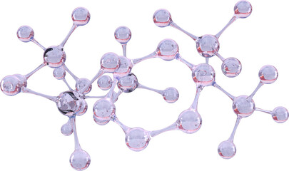 Image of network of purple and pink molecule chemistry models