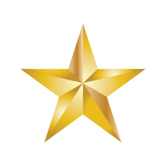 Golden christmas star isolated on white background. Realistic vector icon.