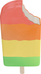 Illustration of ice cream with rainbow coloured coating with corner beaten off