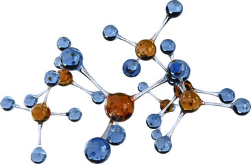 Image of network of brown and blue molecule chemistry models