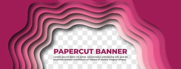 Pink Paper Cut Banner Template Design