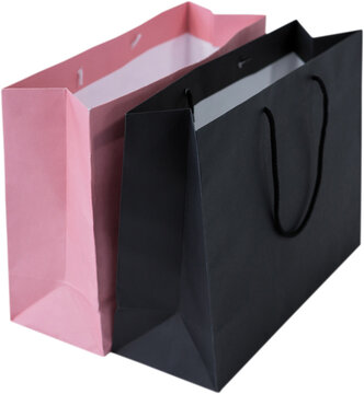 Image of two paper pink and black shopping bags