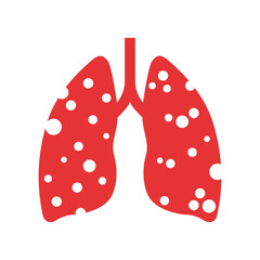 Sick lungs on a white background. Vector illustration