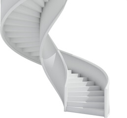 Image of twisting white spiral staircase with shadows