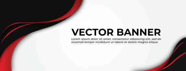 Red and Black Waves Vector Banner Template Design