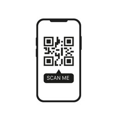 Phone with qr code, scan me. Vector illustration