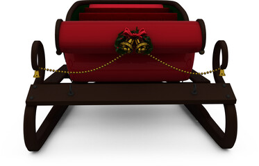 Image of front view of santa's christmas sleigh with bells - obrazy, fototapety, plakaty