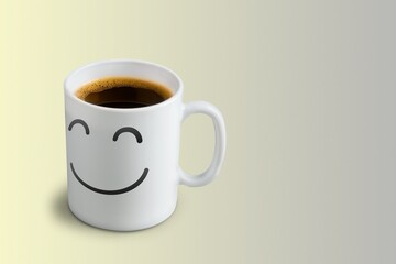 Hot aroma Coffee in cup, morning concept