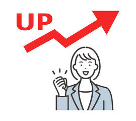 業績アップをアピールする若いビジネスウーマン