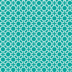 White interlaced pattern on blue background. White interlocking pattern on blue backdrop.