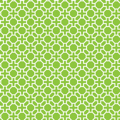 White interlaced pattern on green background. White interlocking pattern on green backdrop.