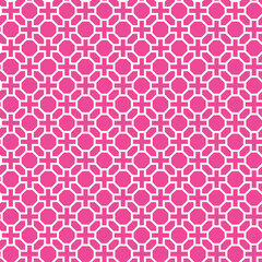 White interlaced pattern on pink background. White interlocking pattern on pink backdrop.