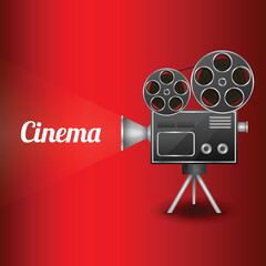 Cinema entertainment concept poster layout template with retro camera projector vector illustration