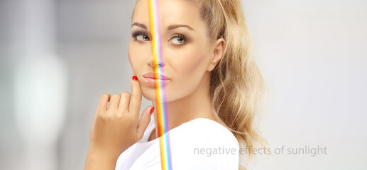 negative effects of sunlight( hyperpigmentation,  premature aging,.       sun allergies,.      ...