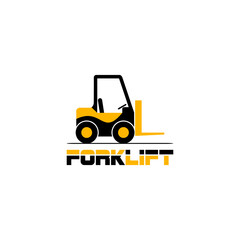 Forklift logo. Fork lift truck icon isolated on white background