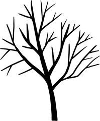 simplicity halloween dead tree freehand drawing silhouette flat design.