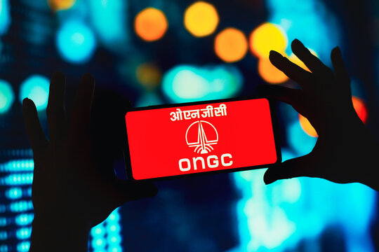 September 19, 2022, Brazil. In this photo illustration the Oil and Natural Gas Corporation Limited (ONGC) logo seen displayed on a smartphone.