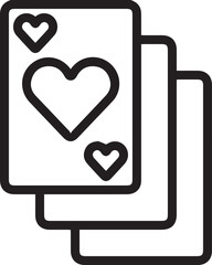 Pair of playing cards icon. Vector minimal poker or blackjack symbol or logo element in thin line style
