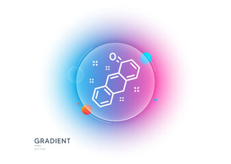 Chemical formula line icon. Gradient blur button with glassmorphism. Chemistry lab sign. Analysis symbol. Transparent glass design. Chemical formula line icon. Vector