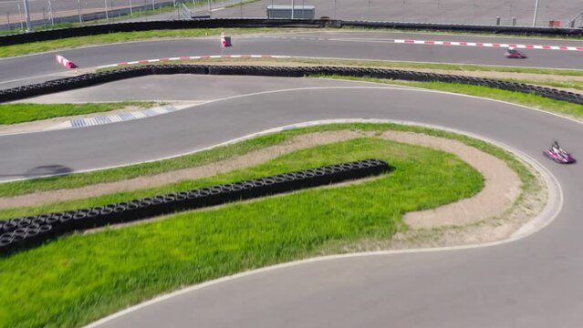 Aerial view kart race, summer dat