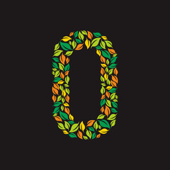 Leaves of letter O shape for logo or decorative illustration.