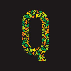 Leaves of letter Q shaped for logo or illustration.