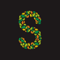 Leaves of letter S shape for logo or decorative illustration.