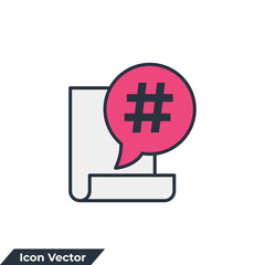 Fototapeta premium hashtag icon logo vector illustration. hashtag on bubble chat in document symbol template for graphic and web design collection