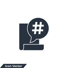 hashtag icon logo vector illustration. hashtag on bubble chat in document symbol template for graphic and web design collection