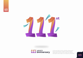 111 Year Anniversary Icon Vector Template Design Illustration