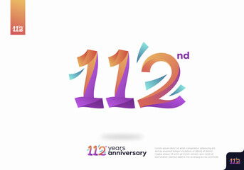 112 Year Anniversary Icon Vector Template Design Illustration