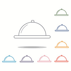Restaurant tray multi color icon Vector
