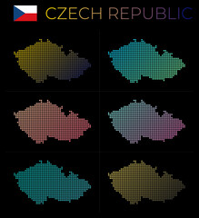 Fototapeta na wymiar Czech Republic dotted map set. Map of Czech Republic in dotted style. Borders of the country filled with beautiful smooth gradient circles. Elegant vector illustration.
