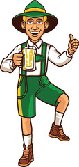 Happy  Man Holding Beer Celebrating Oktoberfest in Bavaria