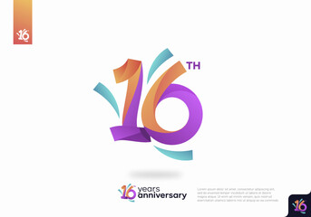 16 Year Anniversary Icon Vector Template Design Illustration