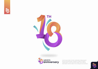 18 Year Anniversary Icon Vector Template Design Illustration