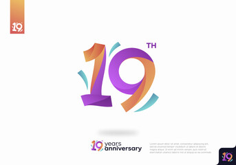 19 Year Anniversary Icon Vector Template Design Illustration