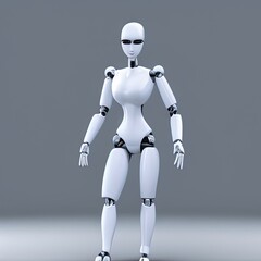 Obraz na płótnie Canvas Humanoid female robot facing forward