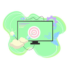 Business target illustration vector with pastel light color,arrow,break limit theme,cloud,Computer,target,and business icon.