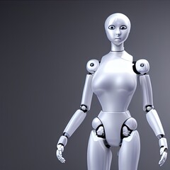 Obraz na płótnie Canvas Humanoid female robot facing forward